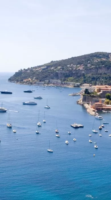 Elegant cruise ship docked near tropical island with clear blue water