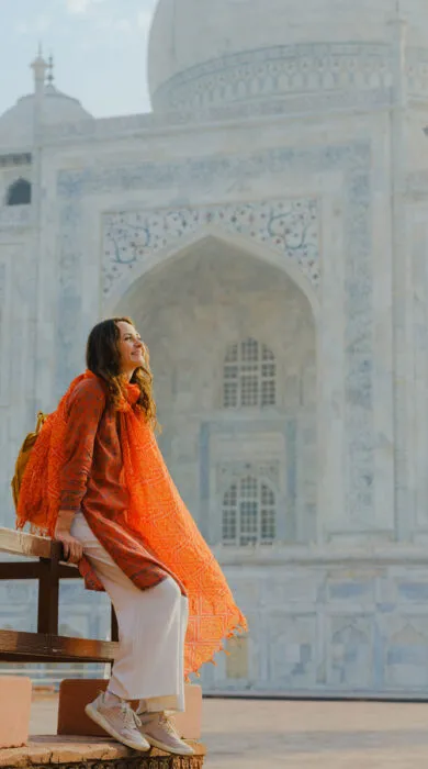 Iconic view of the Taj Mahal in India, a premier cultural travel destination