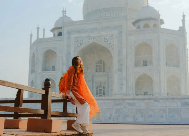 Iconic view of the Taj Mahal in India, a premier cultural travel destination