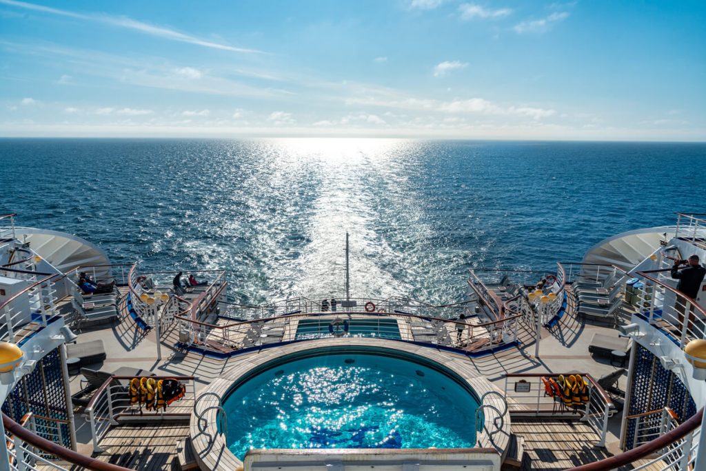 The Back of Princess Cruise Ship Princess Cruises ship pool deck with ocean views — luxury cruise vacation, all-inclusive cruising, and Princess Cruises 2025 travel experiences.